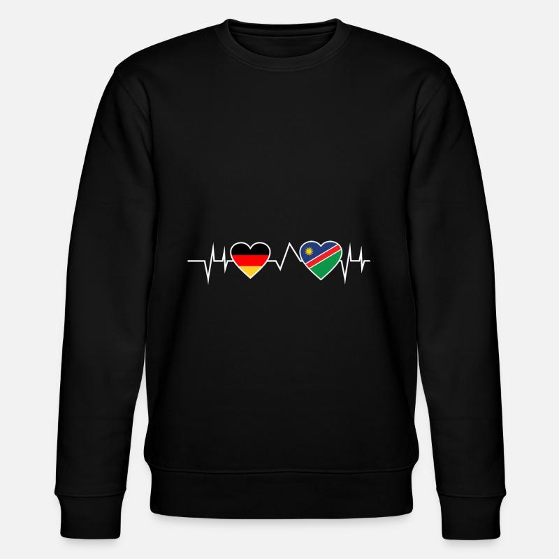 Germany Namibia Heartbeat Gift - Stanley/Stella CHANGER Unisex Organic Sweatshirt - black