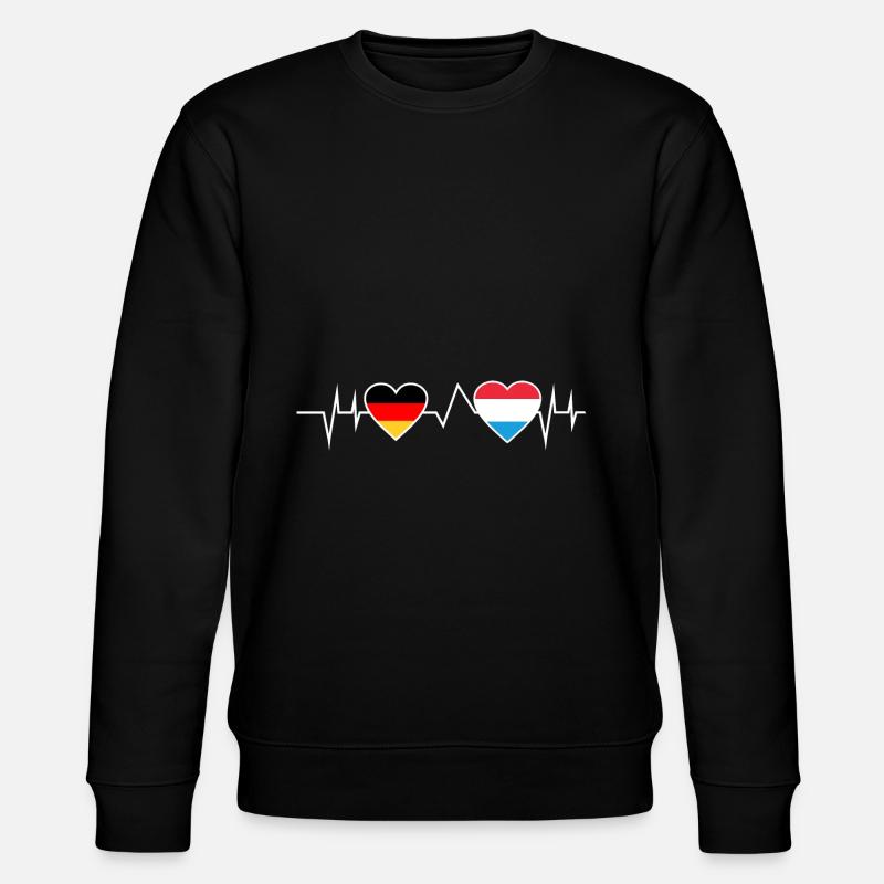 Germany Luxembourg heartbeat Luxembourger - Stanley/Stella CHANGER Unisex Organic Sweatshirt - black
