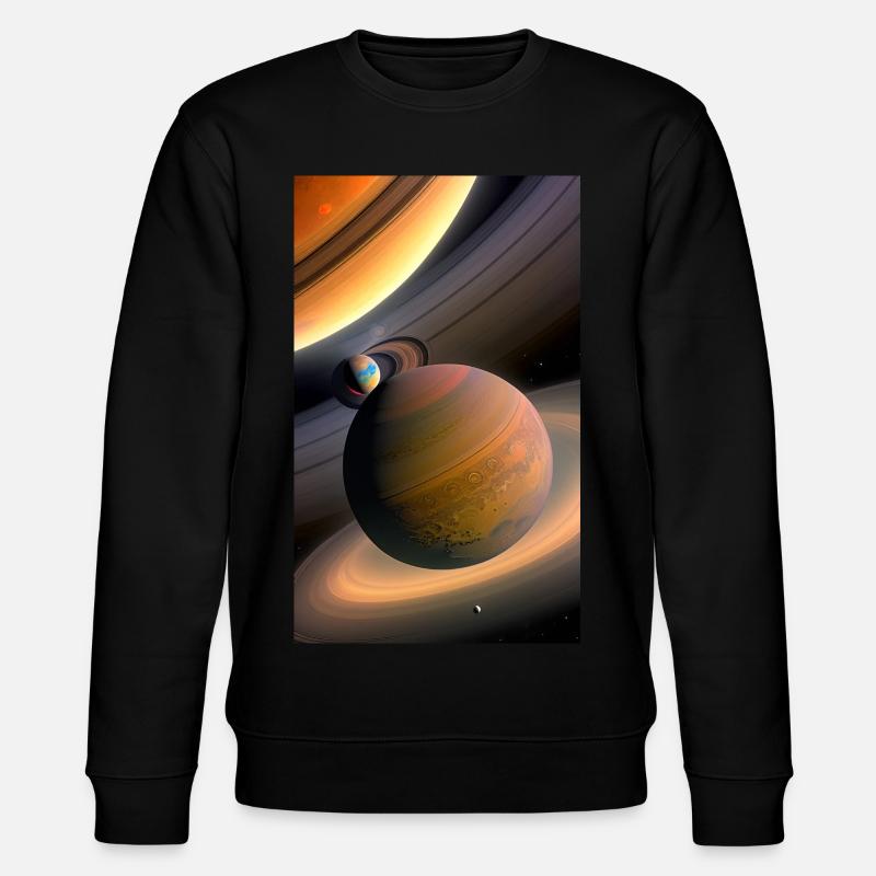 Celestial Ringed Planets Artwork - Stanley/Stella CHANGER Unisex Organic Sweatshirt - black