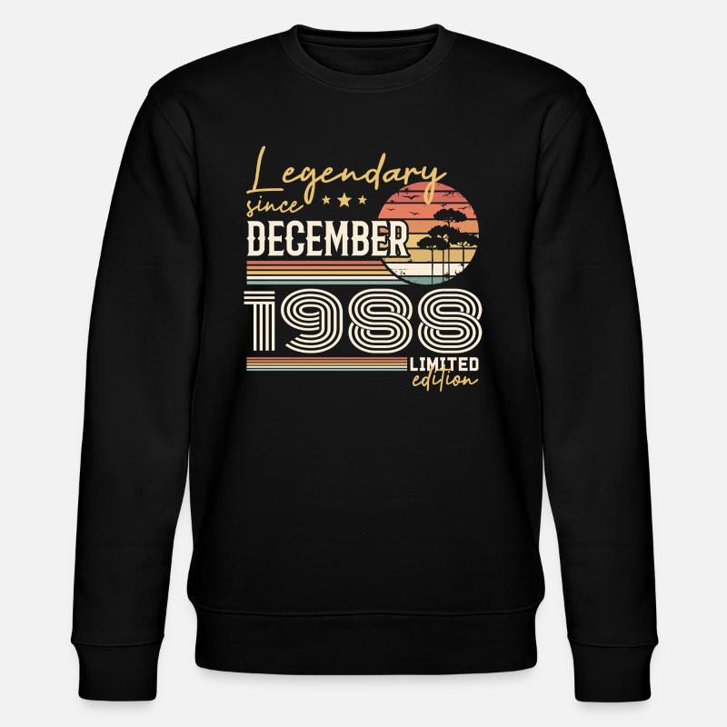 December 1988 37th Anniversary Gift - Stanley/Stella CHANGER Unisex Organic Sweatshirt - black
