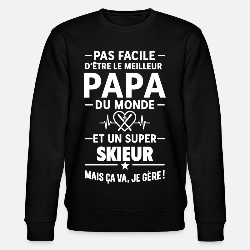 Herz + Ski – Super Papa Skifahrer - Stanley/Stella Unisex Bio-Sweatshirt CHANGER  - Schwarz