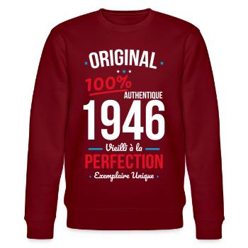 1946 – Original – Exemplaire unique - Sweat bio CHANGER Stanley/Stella Unisexe - bordeaux - Devant - Nik (191cm) & Marisol (170cm)