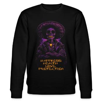 Day of the Dead Skull Halloween Dia de los - Stanley/Stella CHANGER Unisex Organic Sweatshirt - black - Front - Nik (191cm) & Marisol (170cm)