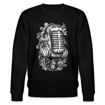 Mikrofon retro Musik - Stanley/Stella Unisex Bio-Sweatshirt CHANGER  - Schwarz - Vorne - Nik (191cm) & Marisol (170cm)