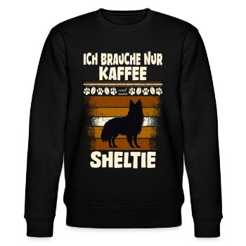 sheltie hund und kaffee - Stanley/Stella Unisex Bio-Sweatshirt CHANGER  - Schwarz - Vorne - Nik (191cm) & Marisol (170cm)