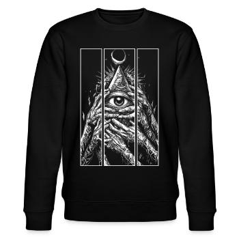 Œil pyramidal style punk - Sweat bio CHANGER Stanley/Stella Unisexe - noir - Devant - Nik (191cm) & Marisol (170cm)