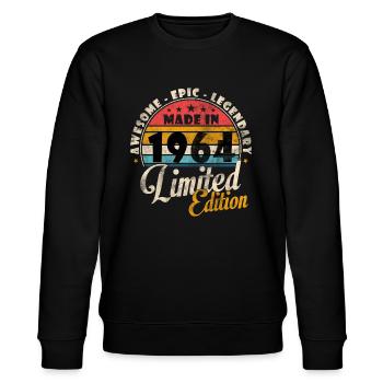 Vintage Made in 1964 Year of birth 1964 Birthday - Stanley/Stella CHANGER Unisex Organic Sweatshirt - black - Front - Nik (191cm) & Marisol (170cm)
