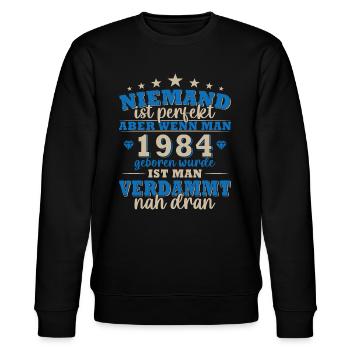 1984 Geburtsjahr Geburtstag Geburt geboren - Stanley/Stella Unisex Bio-Sweatshirt CHANGER  - Schwarz - Vorne - Nik (191cm) & Marisol (170cm)