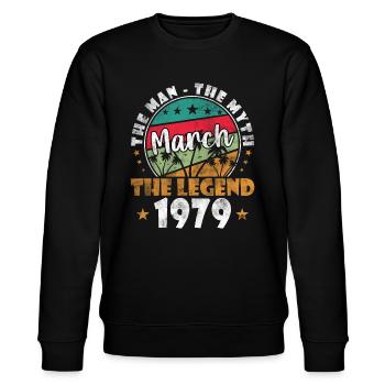 March 1979 Vintage Born Vintage Birthday - Stanley/Stella CHANGER Unisex Organic Sweatshirt - black - Front - Nik (191cm) & Marisol (170cm)