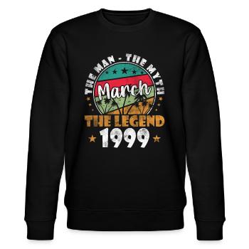 March 1999 Vintage Born Vintage Birthday - Stanley/Stella CHANGER Unisex Organic Sweatshirt - black - Front - Nik (191cm) & Marisol (170cm)