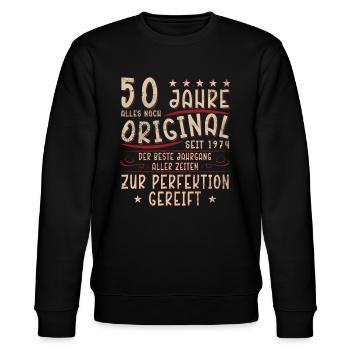50 Geburtstag - 50 Jahre alt - Stanley/Stella Unisex Bio-Sweatshirt CHANGER  - Schwarz - Vorne - Nik (191cm) & Marisol (170cm)