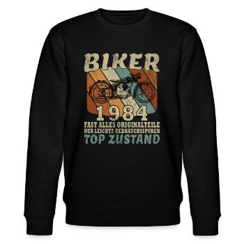 Vintage Bike 1984 Limitierte Auflage - Stanley/Stella Unisex Bio-Sweatshirt CHANGER  - Schwarz - Vorne - Nik (191cm) & Marisol (170cm)