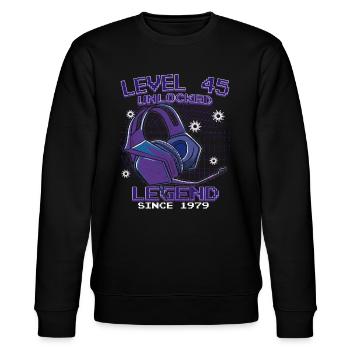 Level 45 freigeschaltet Spieler zum 45-jährigen - Stanley/Stella Unisex Bio-Sweatshirt CHANGER  - Schwarz - Vorne - Nik (191cm) & Marisol (170cm)
