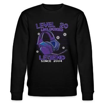 Level 20 freigeschaltet 2004 Jahrgang - Stanley/Stella Unisex Bio-Sweatshirt CHANGER  - Schwarz - Vorne - Nik (191cm) & Marisol (170cm)