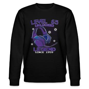 Level 65 Geburtstagsspieler 65 Jahre - Stanley/Stella Unisex Bio-Sweatshirt CHANGER  - Schwarz - Vorne - Nik (191cm) & Marisol (170cm)