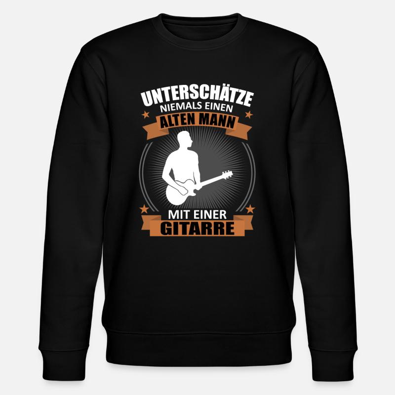 Old Man Guitar Wisdom Gift - Stanley/Stella CHANGER Unisex Organic Sweatshirt - black