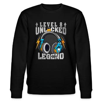 Level 8 unlocked gamer 8 years old - Stanley/Stella CHANGER Unisex Organic Sweatshirt - black - Front - Nik (191cm) & Marisol (170cm)