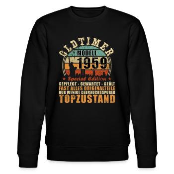 Oldtimer Baujahr 1959 Geboren Jahrgang Geburtstag - Stanley/Stella Unisex Bio-Sweatshirt CHANGER  - Schwarz - Vorne - Nik (191cm) & Marisol (170cm)