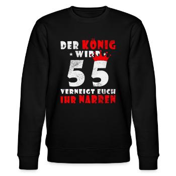 55. Geburtstag 55 Jähriger 55 Jahre - Stanley/Stella Unisex Bio-Sweatshirt CHANGER  - Schwarz - Vorne - Nik (191cm) & Marisol (170cm)