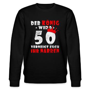 50. Geburtstag Der König wird 50 - Stanley/Stella Unisex Bio-Sweatshirt CHANGER  - Schwarz - Vorne - Nik (191cm) & Marisol (170cm)