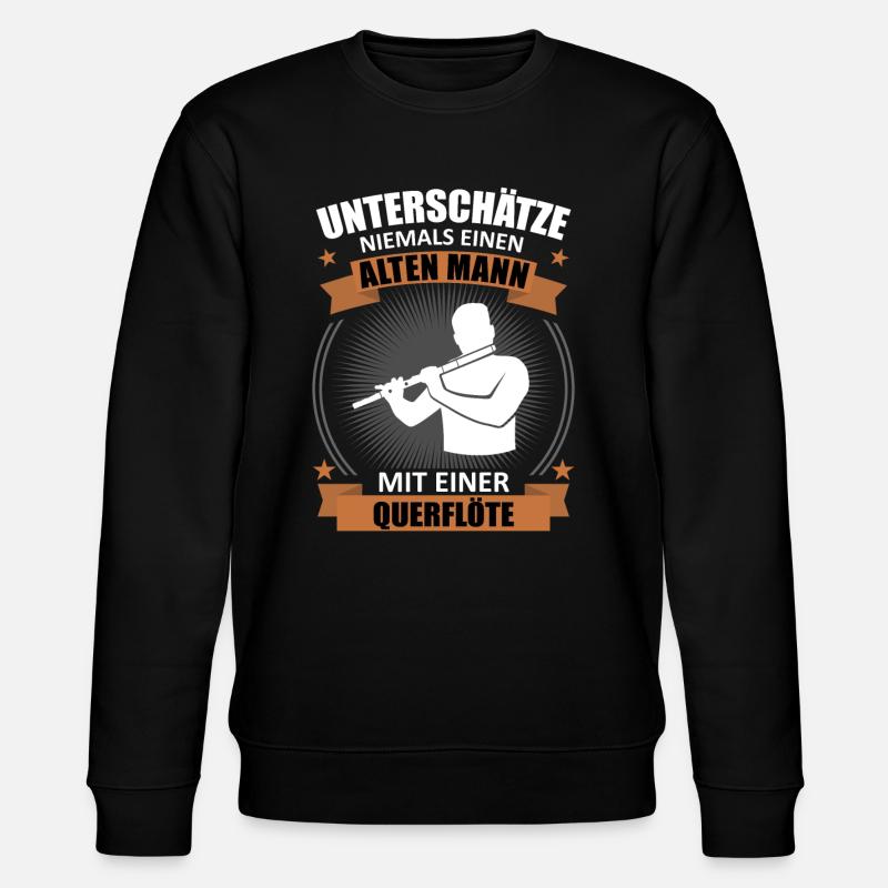 Alter Mann mit Querflöte Weisheit - Stanley/Stella Unisex Bio-Sweatshirt CHANGER  - Schwarz