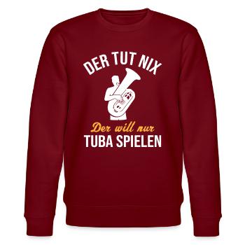 Harmloser Tuba Spieler Musikfan Geschenk - Stanley/Stella Unisex Bio-Sweatshirt CHANGER  - Burgunderrot - Vorne - Nik (191cm) & Marisol (170cm)