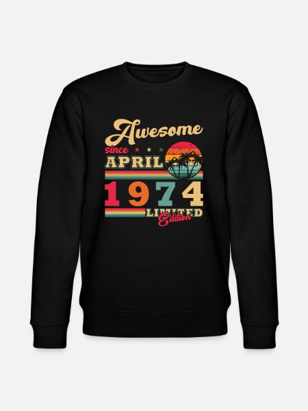 50. Geburtstag 50 Jahre Awesome Since April 1974 - Stanley/Stella Unisex Bio-Sweatshirt CHANGER  - Schwarz