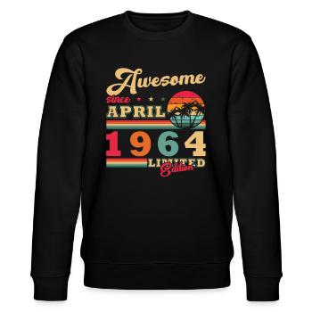 60th Birthday 60 Years Awesome Since April 1964 - Stanley/Stella CHANGER Unisex Organic Sweatshirt - black - Front - Nik (191cm) & Marisol (170cm)