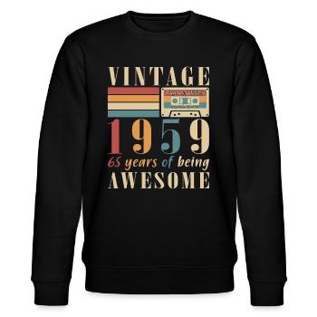 1959 Vintage Retro 1959 Geburtstagsgeschenk - Stanley/Stella Unisex Bio-Sweatshirt CHANGER  - Schwarz - Vorne - Nik (191cm) & Marisol (170cm)