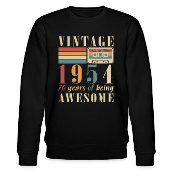 1954 Vintage - Geburtstagsgeschenk 1954 Retro 1954 - Stanley/Stella Unisex Bio-Sweatshirt CHANGER  - Schwarz - Vorne - Nik (191cm) & Marisol (170cm)