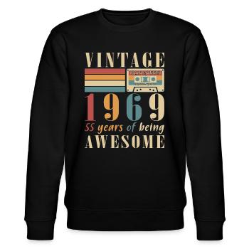 Vintage 1969 - Vintage Birthday Gift 1969 - Stanley/Stella CHANGER Unisex Organic Sweatshirt - black - Front - Nik (191cm) & Marisol (170cm)