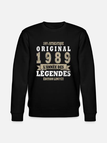 Légende 1989 - Né en 1989 - Construit en 1989 - Sweat bio CHANGER Stanley/Stella Unisexe - noir