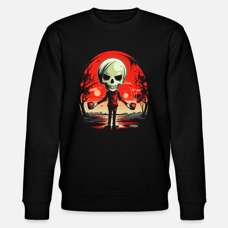 Skull Skeleton with Cups - Stanley/Stella CHANGER Unisex Organic Sweatshirt - black