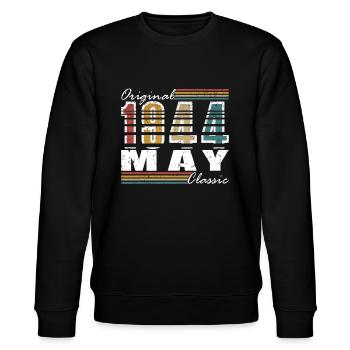 May 1944 Birthday May 1944 Retro Gift - Stanley/Stella CHANGER Unisex Organic Sweatshirt - black - Front - Nik (191cm) & Marisol (170cm)