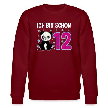 Cute Panda - Twelve Years of Jubilation - Stanley/Stella CHANGER Unisex Organic Sweatshirt - burgundy - Front - Nik (191cm) & Marisol (170cm)