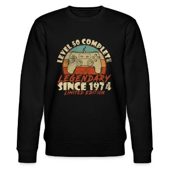 Level 50 Complete 50 Years 50th Birthday - Stanley/Stella CHANGER Unisex Organic Sweatshirt - black - Front - Nik (191cm) & Marisol (170cm)