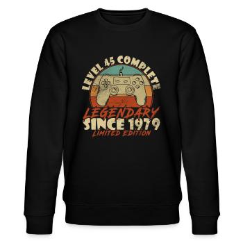 45. Geburtstag Gamer Level 45 Complete 45 Jahre - Stanley/Stella Unisex Bio-Sweatshirt CHANGER  - Schwarz - Vorne - Nik (191cm) & Marisol (170cm)