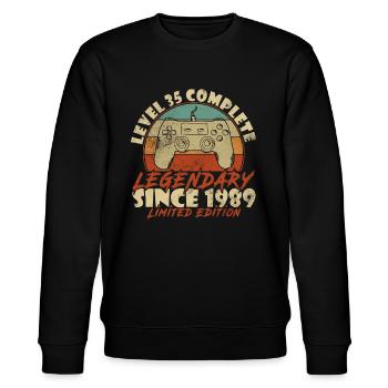 Gaming Birthday 35 Years Level 35 Complete - Stanley/Stella CHANGER Unisex Organic Sweatshirt - black - Front - Nik (191cm) & Marisol (170cm)