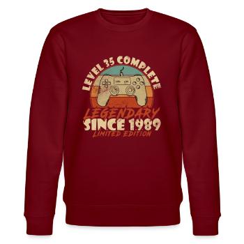 Gaming Geburtstag 35 Jahre Level 35 Complete - Stanley/Stella Unisex Bio-Sweatshirt CHANGER  - Burgunderrot - Vorne - Nik (191cm) & Marisol (170cm)