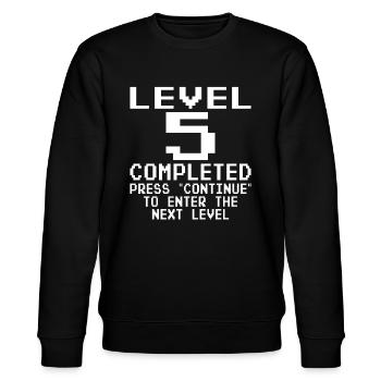 Level 5 Complete Geburtstag - Stanley/Stella Unisex Bio-Sweatshirt CHANGER  - Schwarz - Vorne - Nik (191cm) & Marisol (170cm)