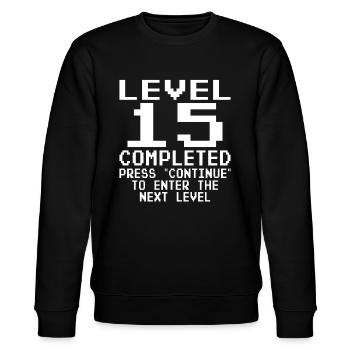 Level 15 Complete - Stanley/Stella Unisex Bio-Sweatshirt CHANGER  - Schwarz - Vorne - Nik (191cm) & Marisol (170cm)