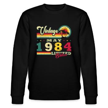 Vintage May 1984 May 1984 Vintage May 1984 - Stanley/Stella CHANGER Unisex Organic Sweatshirt - black - Front - Nik (191cm) & Marisol (170cm)