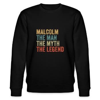 Malcolm the man the myth - Stanley/Stella Unisex Bio-Sweatshirt CHANGER  - Schwarz - Vorne - Nik (191cm) & Marisol (170cm)