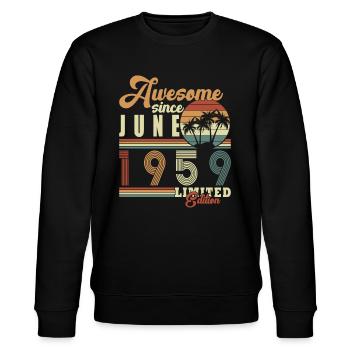 Original Juni 1959 Jahrgang 1959 Geburtstag 1959 - Stanley/Stella Unisex Bio-Sweatshirt CHANGER  - Schwarz - Vorne - Nik (191cm) & Marisol (170cm)