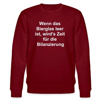 Buchhaltung macht durstig - Stanley/Stella Unisex Bio-Sweatshirt CHANGER  - Burgunderrot - Vorne - Nik (191cm) & Marisol (170cm)
