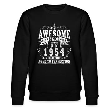 Juni 1954 Geburtstag 1954 Retro 1954 Juni 1954 - Stanley/Stella Unisex Bio-Sweatshirt CHANGER  - Schwarz - Vorne - Nik (191cm) & Marisol (170cm)