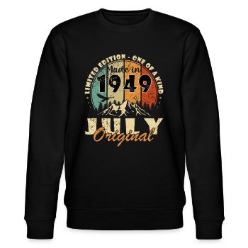 Juillet 1949 Cadeau d’anniversaire 1949 I Made in July - Sweat bio CHANGER Stanley/Stella Unisexe - noir - Devant - Nik (191cm) & Marisol (170cm)