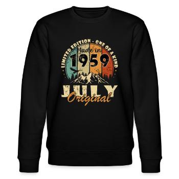 Juli 1959 Geburtstagsgeschenk 1959 I Made in July - Stanley/Stella Unisex Bio-Sweatshirt CHANGER  - Schwarz - Vorne - Nik (191cm) & Marisol (170cm)