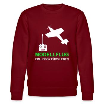 Modellflug Hobby Modellflieger Flieger - Stanley/Stella Unisex Bio-Sweatshirt CHANGER  - Burgunderrot - Vorne - Nik (191cm) & Marisol (170cm)