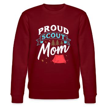 Proud Scout Mom - Stanley/Stella Unisex Bio-Sweatshirt CHANGER  - Burgunderrot - Vorne - Nik (191cm) & Marisol (170cm)